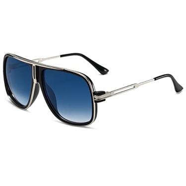Imagem de Oversized Retro 80s Vintage Piloto Sunglasses Homens Classic Eyewear Unisex Lente Clear