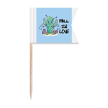 Imagem de Bandeiras de palito de dente modernas para presente Art Deco Fall In Love para festa de bolo comida prato de queijo