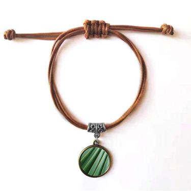 Imagem de DIYthinker Pulseira de couro com estampa de folhas verdes da natureza para fotografia da natureza pulseira de couro marrom joia presente