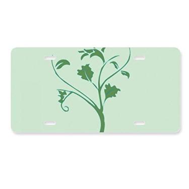 Imagem de DIYthinker Etiqueta de aço inoxidável para decoração de placa de licença com folhas verdes