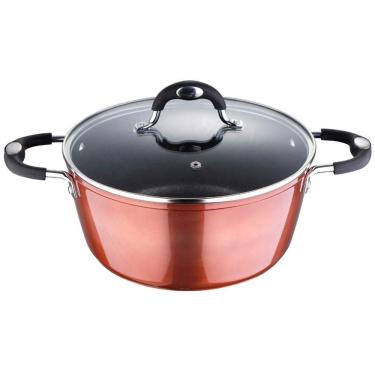 Imagem de Caçarola Bergner Pandora em Alumínio Forjado com Revestimento em Marble e Fundo de Indução Marrom - 20 cm