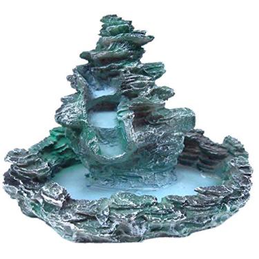 Imagem de Fonte agua cascata média esverdeada em resina 01023