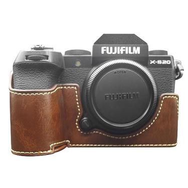 Imagem de MUZIRI KINOKOO Capa para câmera Fujifilm Fuji XS20/X-S20, capa protetora de couro PU estilo retrô Fuji XS20 com alça de mão e design inferior de abertura - Café
