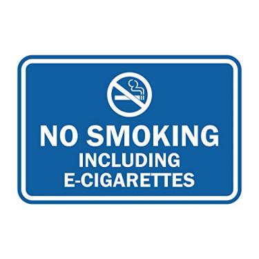 Imagem de Signs ByLITA Placa de cigarros eletrônicos emoldurada clássica para não fumar, incluindo cigarros eletrônicos (azul) - pequeno