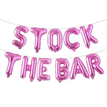 Imagem de STOCK THE BAR Balloons Bannner Multicolor optional Party Decorations Sign (STOCK THE BAR Rose Red)
