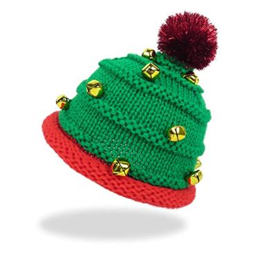 Imagem de Phaiy Chapéu de Natal com Jingle Bells gorro de crochê de inverno para adultos e crianças, artigos de festa de Natal