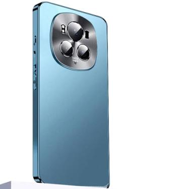 Imagem de LTLMYDAM Capa ultrafina para Honor Magic 6 Pro, cobertura total, proteção de lente de metal, à prova de choque, capa rígida de vidro fosco galvanizado, azul