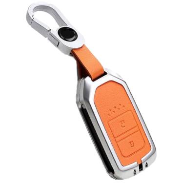 Imagem de Capa de chave de carro com 2 botões de liga de zinco, adequada para Honda Fit Vezel City Civic Jazz BRV BR-V HR-V Shuttle Gp8 (chaveiro laranja A)