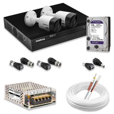 Imagem de Kit 2 Câmeras De Segurança Intelbras Full Hd 1080p Com Dvr Mhdx 1204 1080p Com Hd 2tb Purple