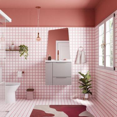 Imagem de Gabinete para Banheiro em Aço com Porta Basculante Caqui Cinza