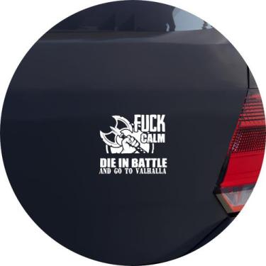Imagem de Adesivo de Carro Vikings Fuck Calm Go To Valhalla - Cor Branco - Melho
