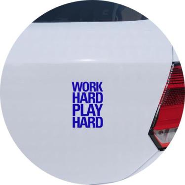 Imagem de Adesivo de Carro Work Hard Play Hard - Cor Azul - Melhor Adesivo, Azul