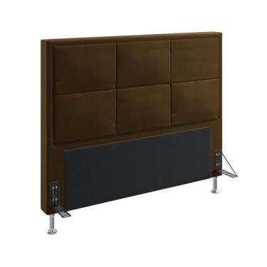 Imagem de Cabeceira Maia 160 Modulada Estofada N-027 Veludo Marrom Chocolate Ara