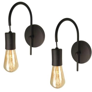 Imagem de Kit 2 Arandelas Luminária Parede Abajur Quarto Cama Preto - Geral