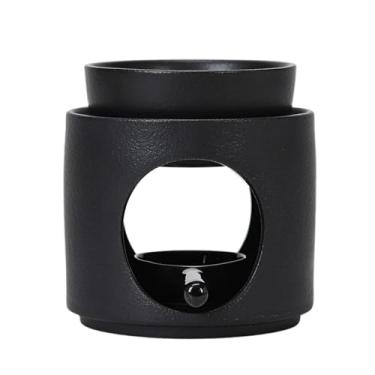 Imagem de UxicRuya Queimador de óleo Essencial Suporte de Luz de Chá Decorativo Vela Queimador de Porcelana Difusor de óleo para Spa Desktop Festa, Preto, Tamanho real