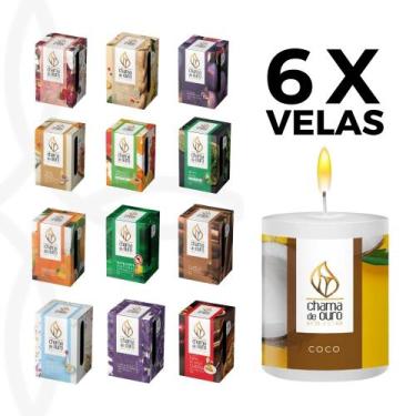 Imagem de Kit 6 Velas Aromáticas Perfumadas Diversas Fragrâncias - Chama de Ouro