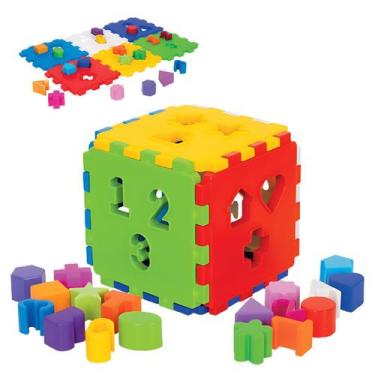 Imagem de Cubo Didático Educativos Com Blocos De Encaixar Brinquedo Montar Para 