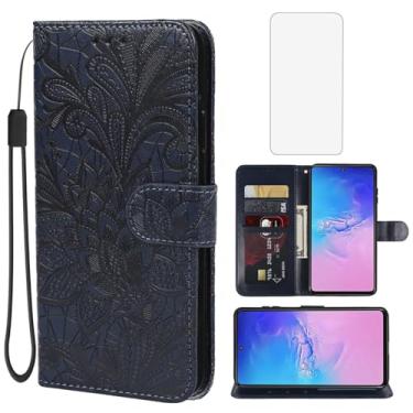 Imagem de Gufuwo Capa para Galaxy S10 Lite/Galaxy A91/Galaxy M80S SM-G770F Capa carteira com protetor de tela de vidro temperado, capa flip de couro PU com suporte para cartão de crédito para Samsung Galaxy S10