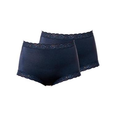 Imagem de Kit com 2 Calcinhas Alta Safira Demillus 57330, Azul marinho, XG