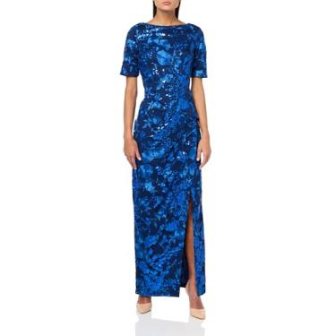 Imagem de HALSTON Vestido feminino Ayana Column, Azul marinho e azul royal, 42