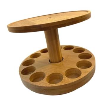 Imagem de oshhni Suporte giratório para exibição de óleos, suporte para exibição de óleos essenciais, suporte para óleos essenciais de bambu para mesa, para sala de