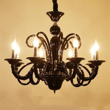 Imagem de Lâmpada Pendente Contemporânea Europeia Luxo Vela LED Sala de Estar Restaurante Quarto Villa Hotel Escadaria Candelabro (B 8 luzes)
