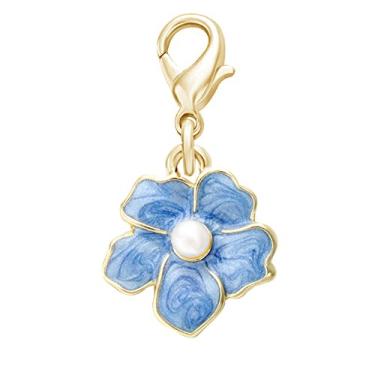 Imagem de SENFAI Forget Me Not Charmoso Pulseira Elástica Preta Lava Rock Acessório de Mão, esmalte