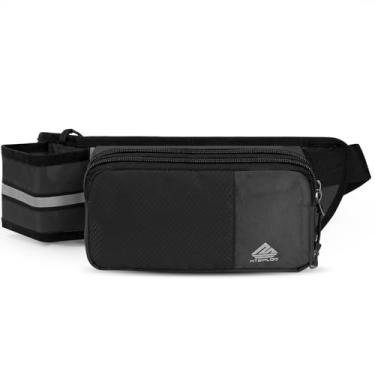 Imagem de Pochete para mulheres e homens com suporte para garrafa de água, bolsa de cintura para caminhadas, viagens, corrida, caminhada com cães, treino, ciclismo, Preto, Esportivo