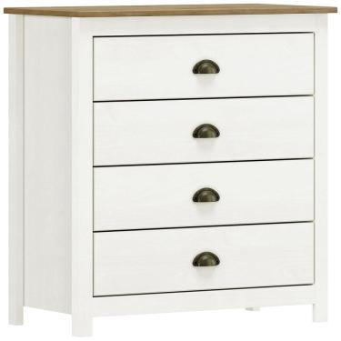 Imagem de Comoda 4 Gavetas Madeira Maciça 80 cm 9101 Branco Freijo Milani Store
