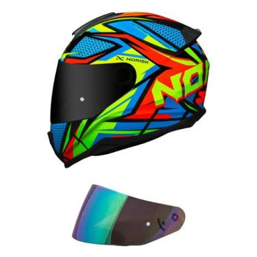 Imagem de Capacete Norisk Razor Sharp Preto e Amarelo Mais Viseira Camaleão, 58