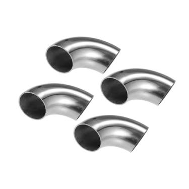 Imagem de VekAuto 4 peças OD 2,25 polegadas 90 graus 1,5 mm espessura mandril curva cotovelo SS304 tubo de curva de aço inoxidável tubo de cotovelo de escape para carro modificado sistema de escape acessórios