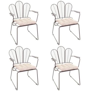 Imagem de Conjunto Com 4 Cadeiras Para Sala De Estar Vegas Aço Corten/b
