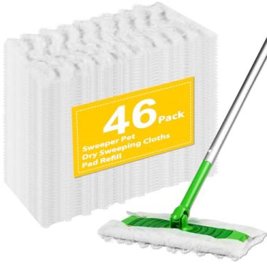 Imagem de Refis de almofadas secas compatíveis com esfregões Swiffer, panos de varrer a seco para varrer e limpar o chão, 46 unidades