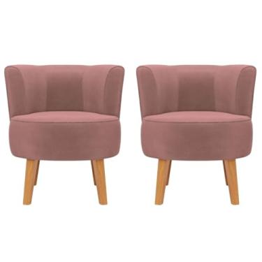Imagem de Conjunto 2 Poltronas Cadeira para Sala de Espera Estofada Resistente MOBLAN decor (Rosa escuro)