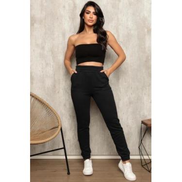 Imagem de Calça Moletom Feminina Jogger com Bolso Zipituka 958 Preto, Preto, M