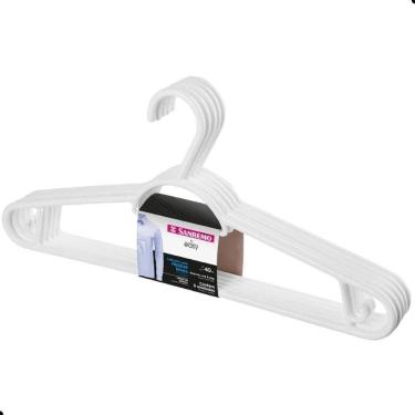 Imagem de Kit Cabide Plástico Adulto 40cm Branco Sanremo 30 Unidades