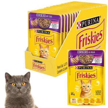 Imagem de Caixa De Sache Com 15 Unidades Friskies Ração Úmida 85g Para Gatos Adu
