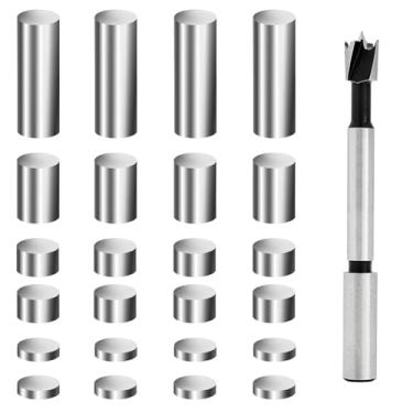 Imagem de 24 Pcs Incremental Cylinders Car Weights 5.4 Ounce with Driller 4 Different Sizes of Cylinders Compatible with Pinewood Car to Optimize Car Speed