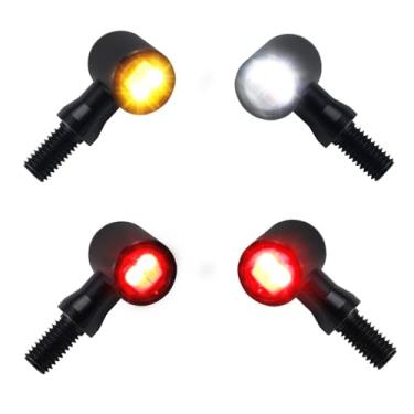 Imagem de NTHREEAUTO Luzes de seta universais de motocicleta, luzes de seta de LED dianteiras traseiras mini piscantes, kit de luz traseira de freio compatível com Harley Davidson Honda Suzuki Triumph Yamaha