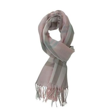 Imagem de Cachecol Xadrez Rosa, Outono E Inverno Feminino, Lenço, Xale - ODELL V