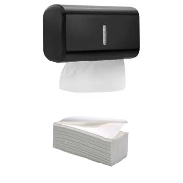 Imagem de Dispenser Papel Toalha interfolhado Compacto Kit com papel(Toalheiro Urban Preto+1Papel)