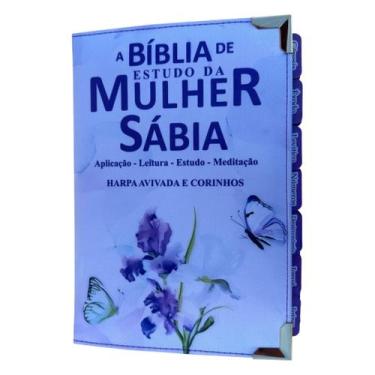 Imagem de Bíblia da Mulher Sábia de Estudos Lírios lilás com Abas adesivas e Har