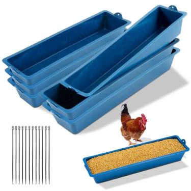 Imagem de Maxdot Pacote com 6 comedouros de galinha para pendurar balde de equipamento de alimentação de aves de plástico removível para frango, pintinho, codorna, pato, pombos, 42 cm