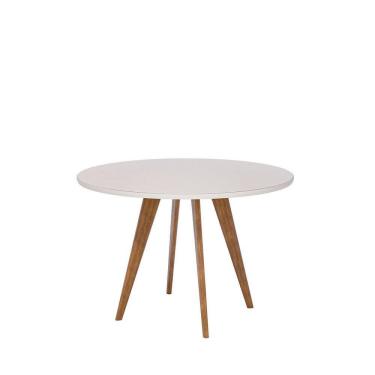 Imagem de Mesa para Sala de Jantar Redonda 109cm com Vidro Acerola Off White