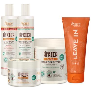 Imagem de Kit Apice África Baobá 5 Itens Tratamento Capilar Linha Completa Cabelo + Leave In Condicionante