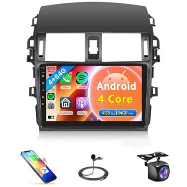 Imagem de Rádio veicular 4G + 64G para Toyota Corolla 2009-2013, Android, estéreo, sem fio, carplay, Rimoody 23 cm, HD, tela sensível ao toque, espelho, navegação, Wi-Fi, Bluetooth, FM/RDS EQ SWC, câmera de