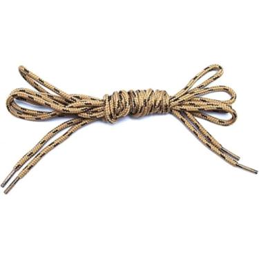 Imagem de Par de Cadarço Redondo Militar para Coturno Bota e Tênis Reforçado com Algodão Ideal para Uso Intenso (Bege/Marrom, 160CM)