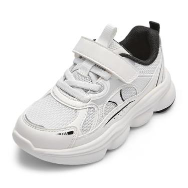 Imagem de Balabala Tênis infantil para meninas e meninos, leve, respirável, para corrida e caminhada atlética para crianças pequenas/crianças grandes, Branco, 12 Little Kid