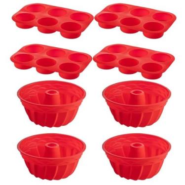 Imagem de 4 Conj Forma 6 Cupcake e Forma Espiral em Silicone Sortida - QUALITY H