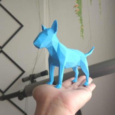 Imagem de Bull Terrier - 10 Cm De Altura / Cachorro Decorativo - Toque 3D, Azul 